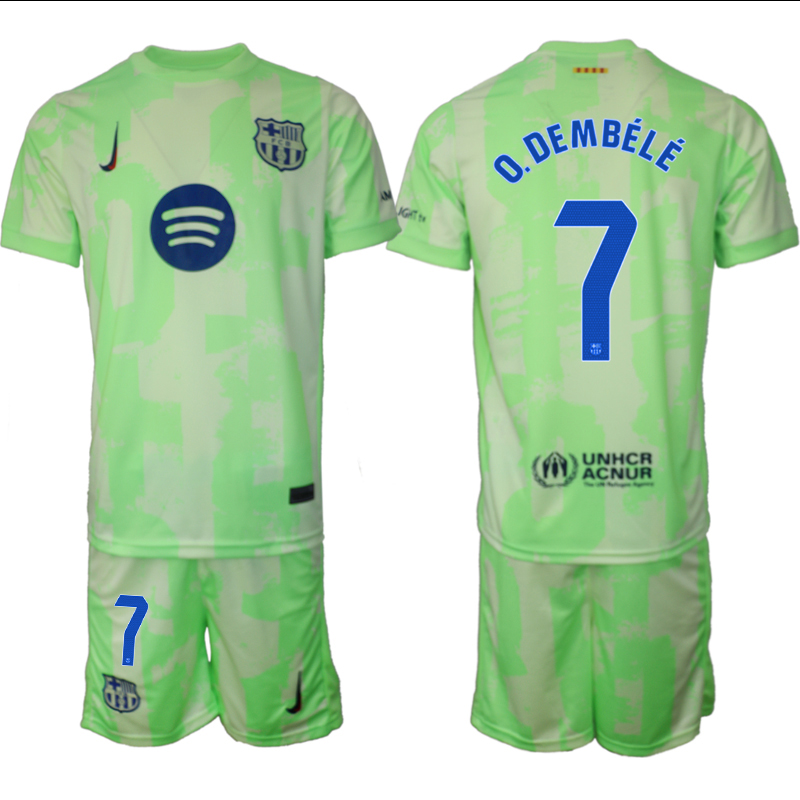 Men 2024-2025 Club Barcelona away Green #7 Soccer Jersey